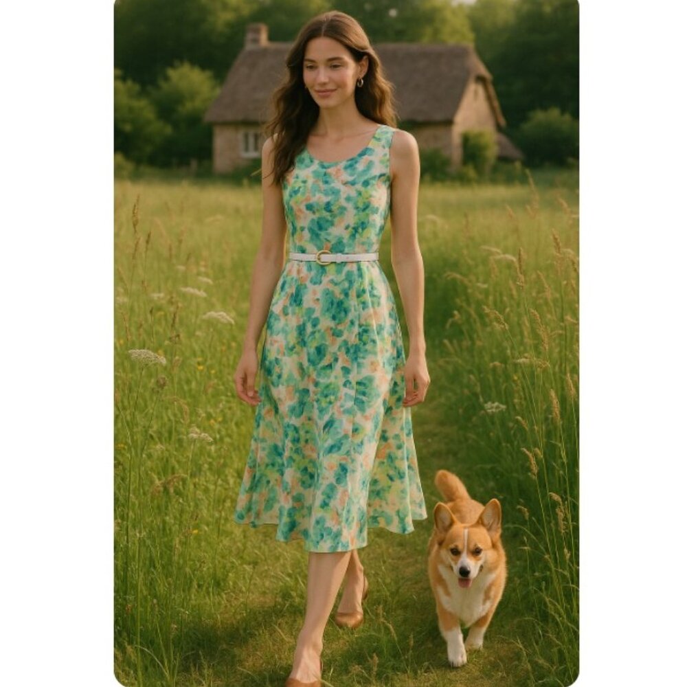 Evan Picone Black Label Watercolor Floral Midi Dress - Picture 3 of 12